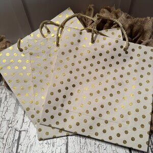 Natural Fiber Gift Bags Set of 3 Cream and Gold